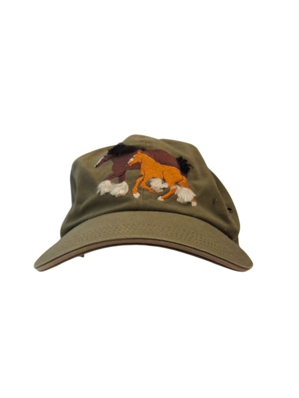 Busch Gardens Olive Cap Horses Embroidered Dad Hat Outdoor Western Adjustable